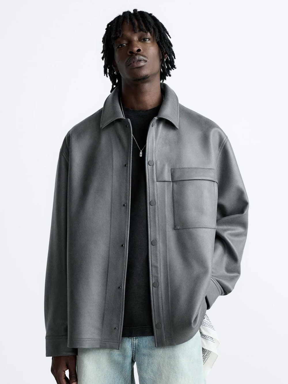 ZARA FAUX SUEDE/LEATHER OVERSHIRT